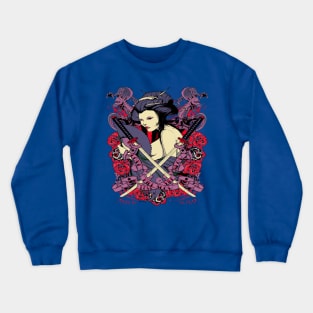 geisha with crossed swords flourish Crewneck Sweatshirt